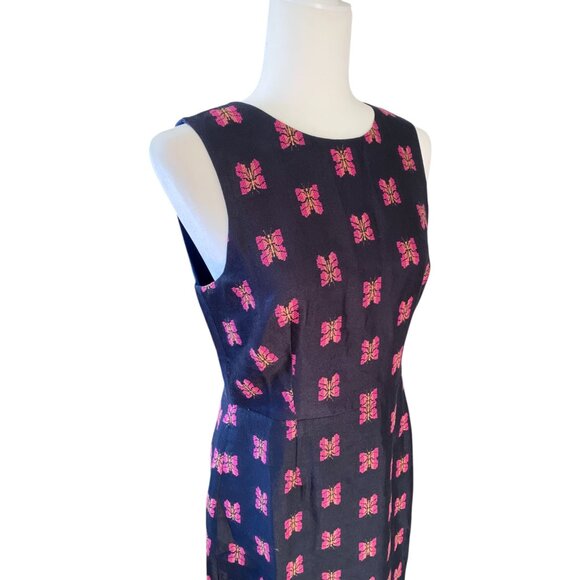NWT J. Crew Dress Size 6 Blue Pink Butterfly Sheath Dress size 6 - Picture 8 of 9